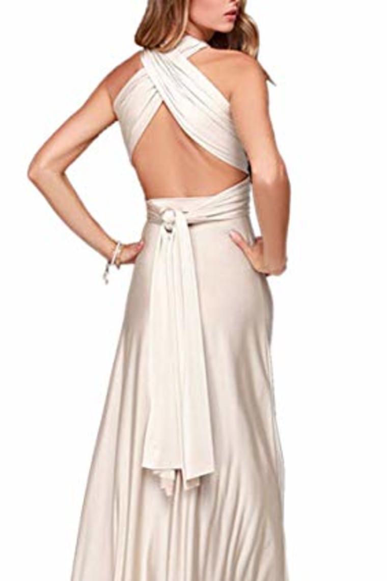 Sexy Variety-Style Elegant V-Neck Pleated Pleated Evening Sleeveless  Back Cross Bridesmaid  Dresses