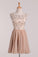 2022 A Line Homecoming Dresses Scoop Chiffon With Beading