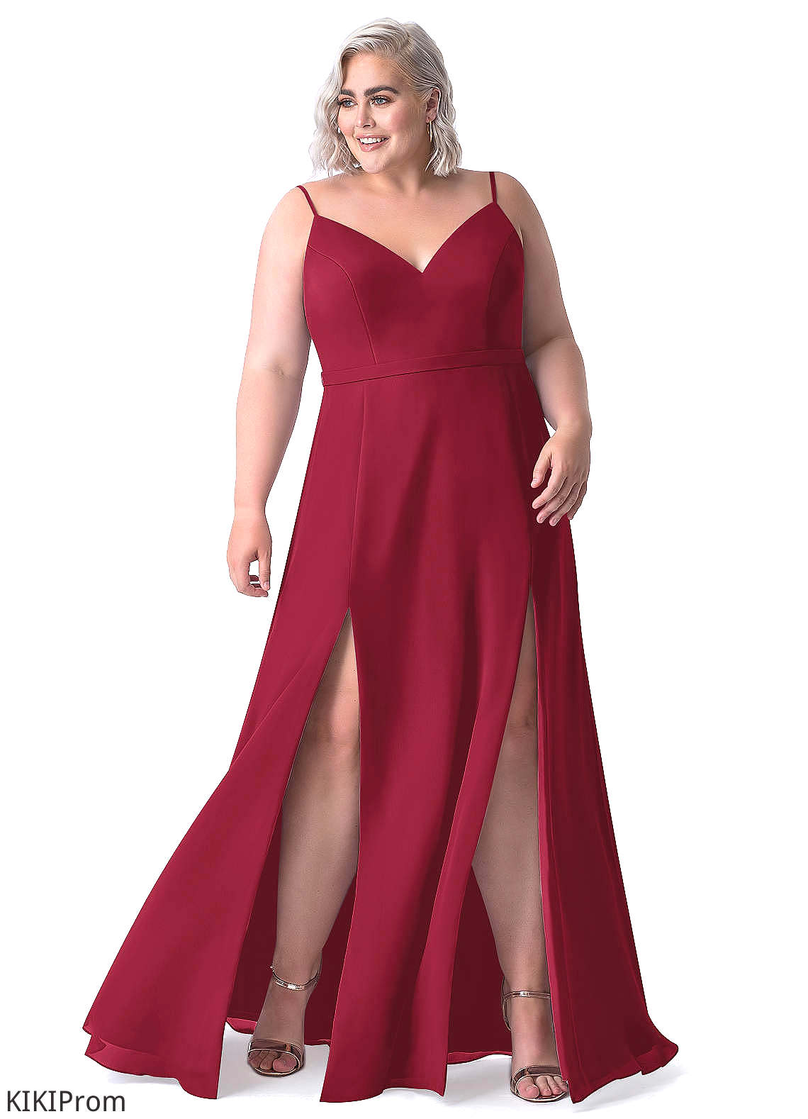 Hallie Sleeveless A-Line/Princess V-Neck Empire Waist Floor Length Bridesmaid Dresses