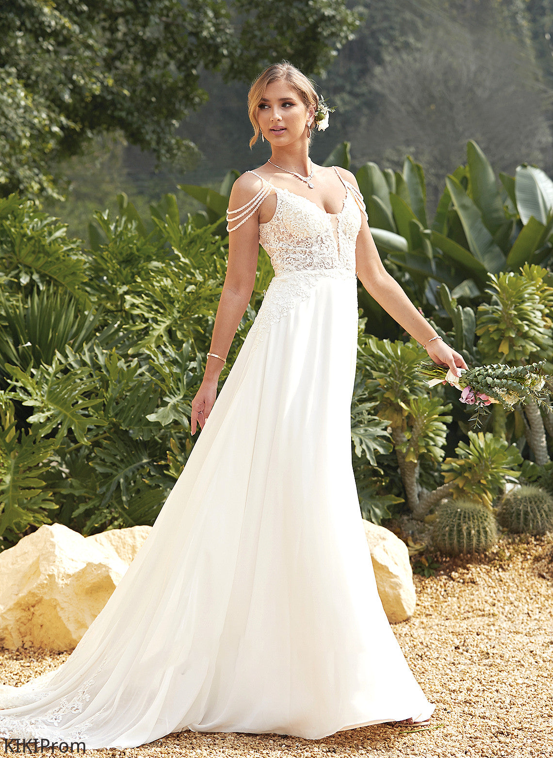 Train Mary Beading Dress Sweep With V-neck A-Line Chiffon Lace Sequins Wedding Wedding Dresses