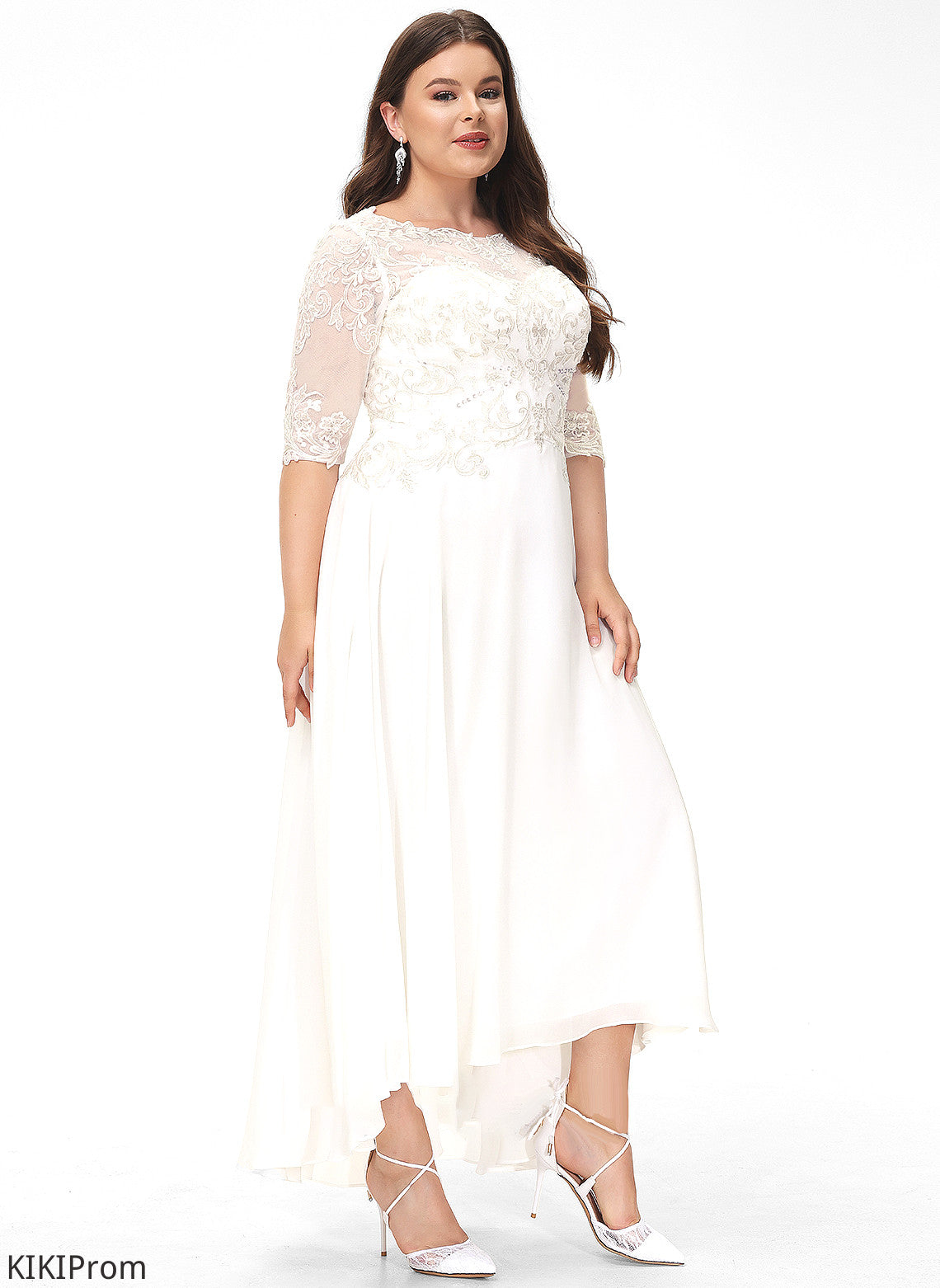 Asymmetrical With Wedding Dress Neck Maliyah Scoop Wedding Dresses Chiffon Sequins Beading A-Line