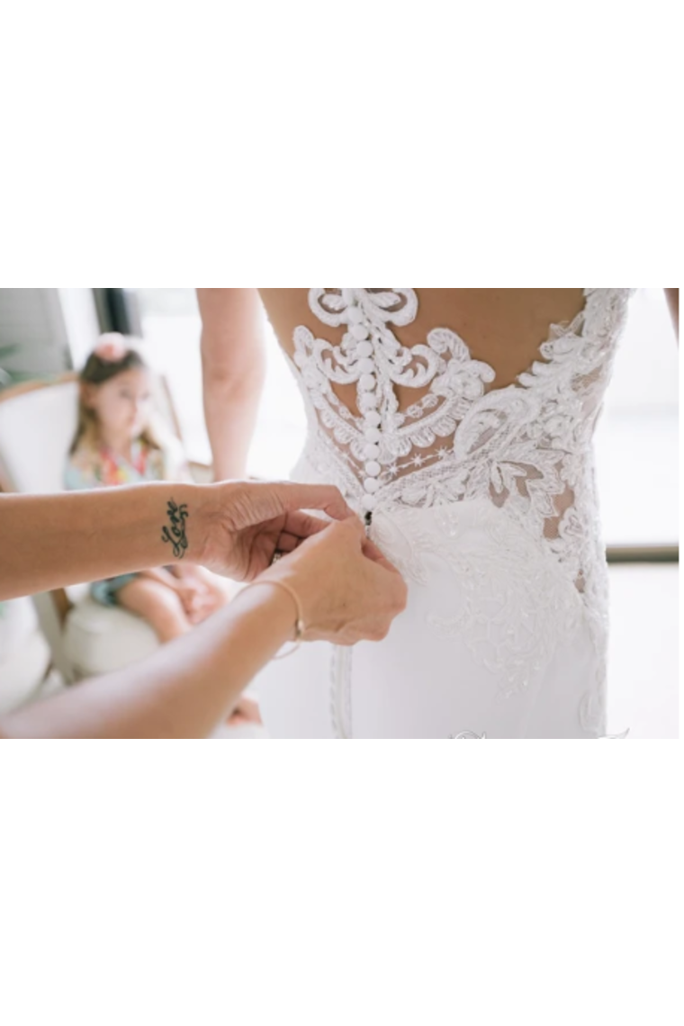 Sexy Appliqued Beach Wedding Dress With Racerback Illusion Neckline Wedding Gown