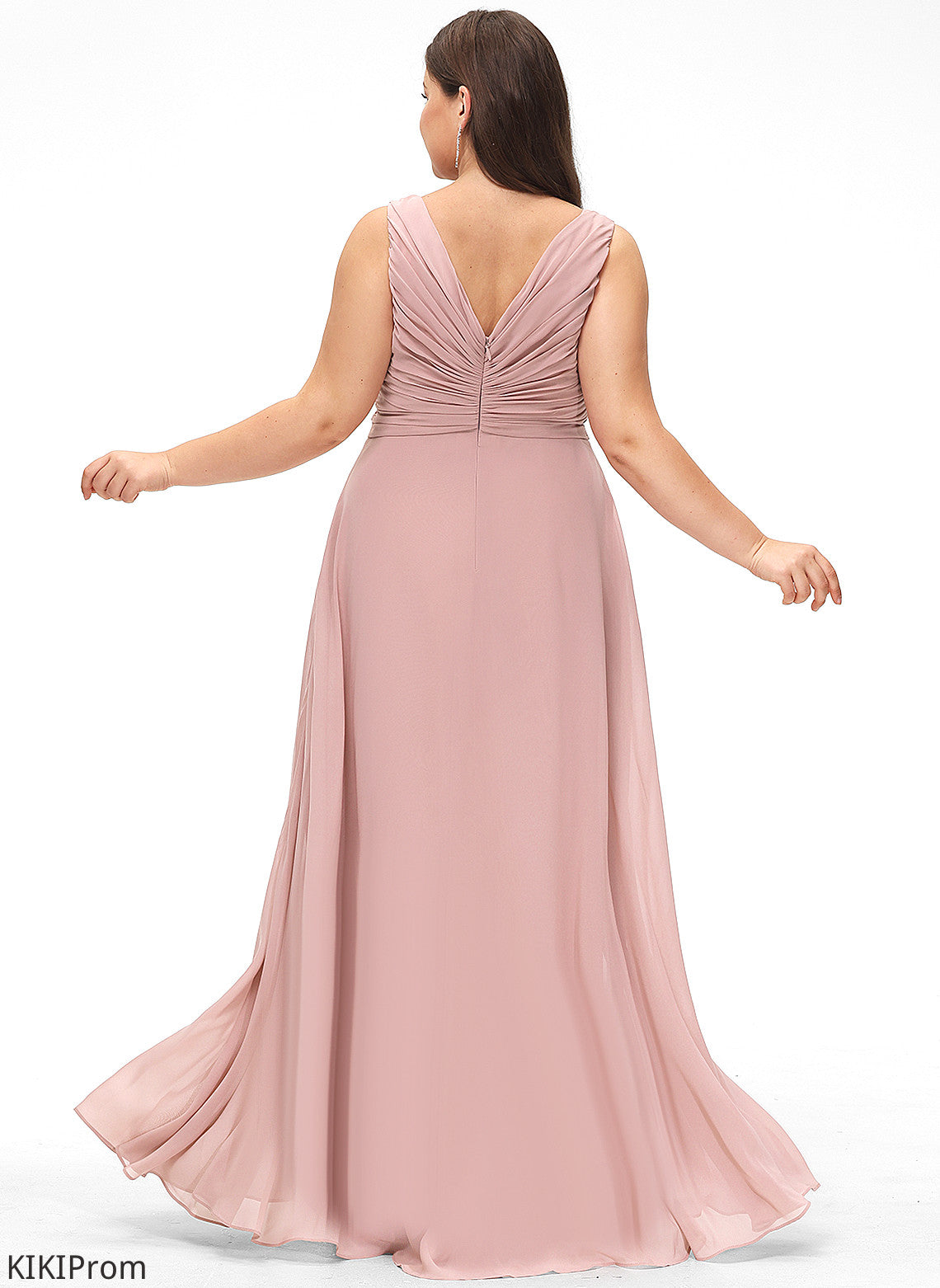 Pleated V-neck Length Fabric Silhouette Neckline Embellishment A-Line Floor-Length Rosie Sleeveless V-Neck Bridesmaid Dresses