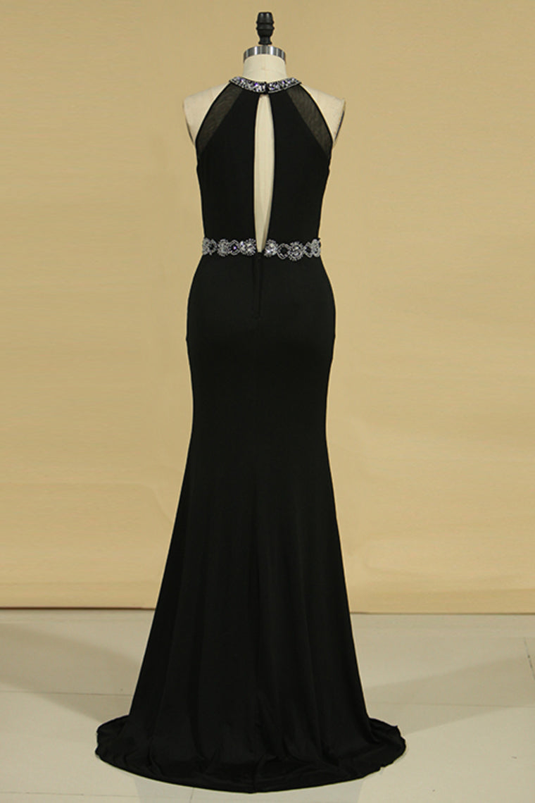 2024 New Arrival Scoop Open Back Mermaid With Beading Prom Dresses