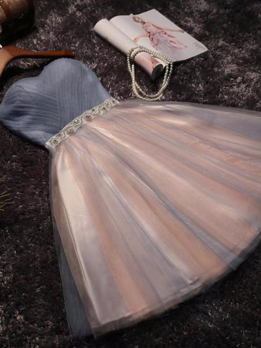 2024 Ball Gown Sweetheart Sleeveless Beading Pleated Up Tulle Cut Homecoming Dresses Lace Bridget Short/Mini