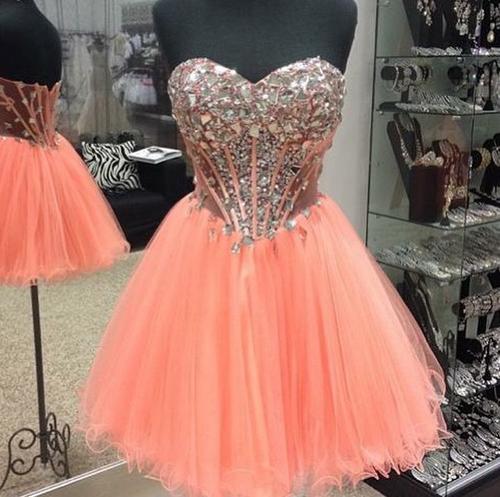 Strapless Sweetheart A Line Amy Homecoming Dresses Organza Rhinestone Backless Sexy Short