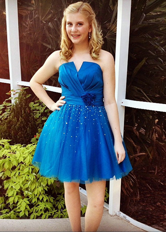 Sweetheart Sleeveless Tulle Annika Homecoming Dresses Royal Blue Pleated Ruched Short