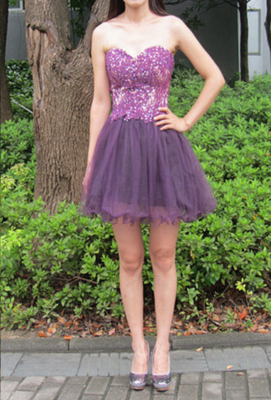 Lilac Strapless Sweetheart Appliques Homecoming Dresses Angelina A Line Organza Pleated