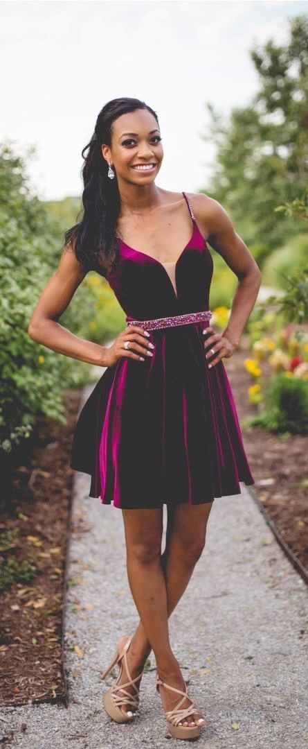 Deep V Casey Homecoming Dresses A Line Neck Spaghetti Straps Pleated Short Backless Cut Out