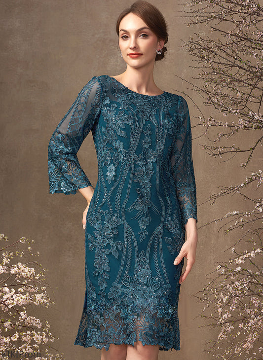 the Neck With Scoop Knee-Length Sequins Dress Vera Mother Mother of the Bride Dresses Bride of Lace Sheath/Column