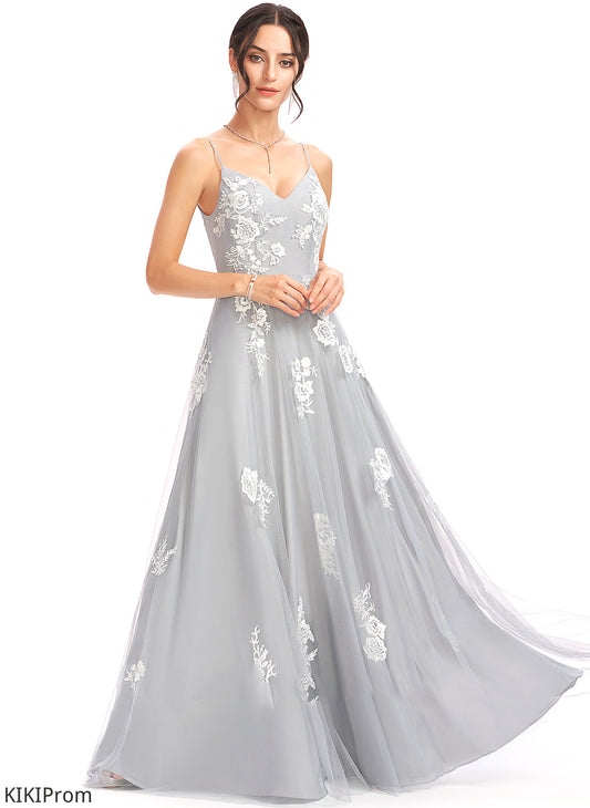 Lace V-neck Neckline A-Line Floor-Length Fabric Length Silhouette Embellishment Dylan Bridesmaid Dresses