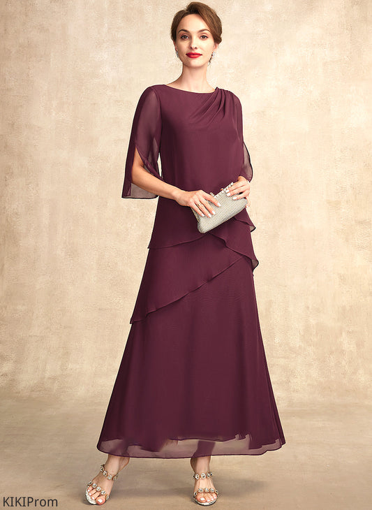 Scoop Chiffon Mother Ankle-Length A-Line Mother of the Bride Dresses Dress Bride the Neck Mckayla Ruffles Cascading of With