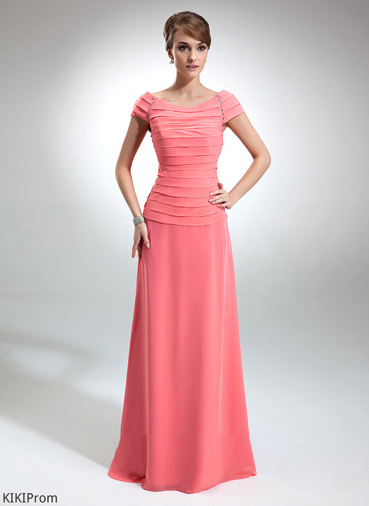 Scoop Dress the A-Line Ruffle Mother of the Bride Dresses With Neck Beading Bride Chiffon Jazmine Mother of Floor-Length