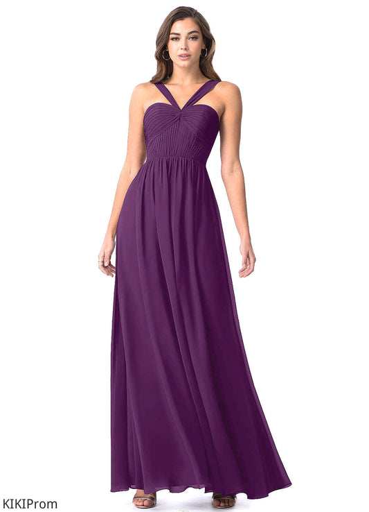 Cora Natural Waist V-Neck Sleeveless A-Line/Princess Floor Length Bridesmaid Dresses