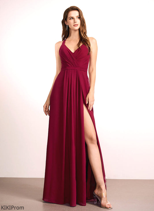 Straps Neckline Fabric Length A-Line Silhouette V-neck Floor-Length Hadassah Bridesmaid Dresses