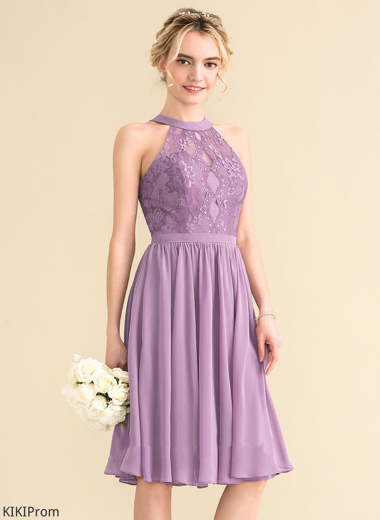 Dahlia Dress Lace A-Line Homecoming Neck With Lace Chiffon Knee-Length Scoop Homecoming Dresses