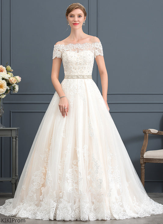 Court Train Dress With Wedding Beading Sequins Tulle Ball-Gown/Princess Wedding Dresses Polly