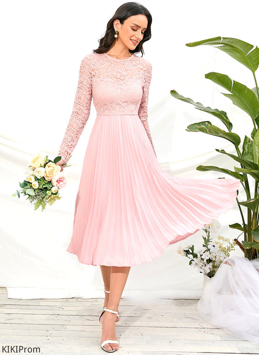 Sleeve Lace Sleeves Silhouette Straps A-Line Knee-Length Length Fabric Johanna V-Neck Floor Length Bridesmaid Dresses