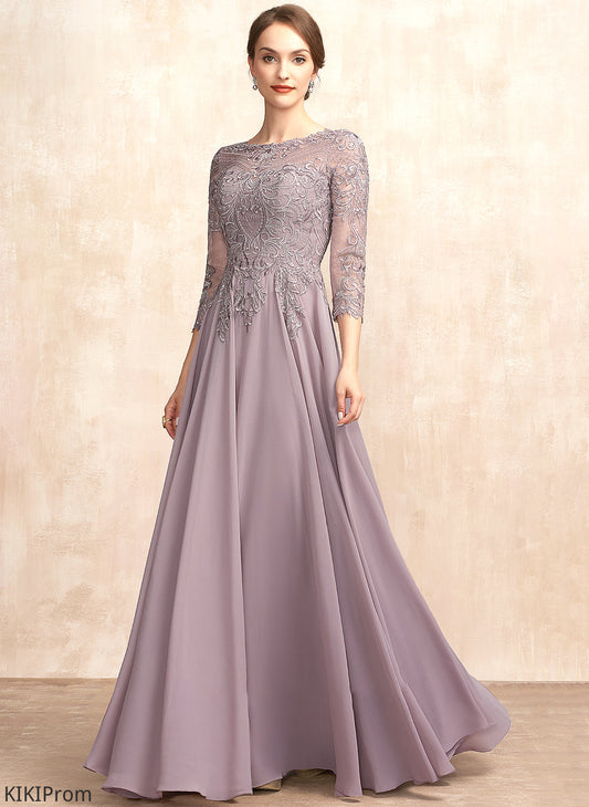 Floor-Length Dress Lace Sequins With Scoop Neck Bride Chiffon A-Line Makenna Mother of the Bride Dresses the Mother of