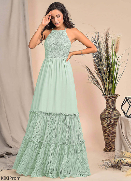 Damaris Sleeveless Natural Waist A-Line/Princess Spaghetti Staps Floor Length Bridesmaid Dresses