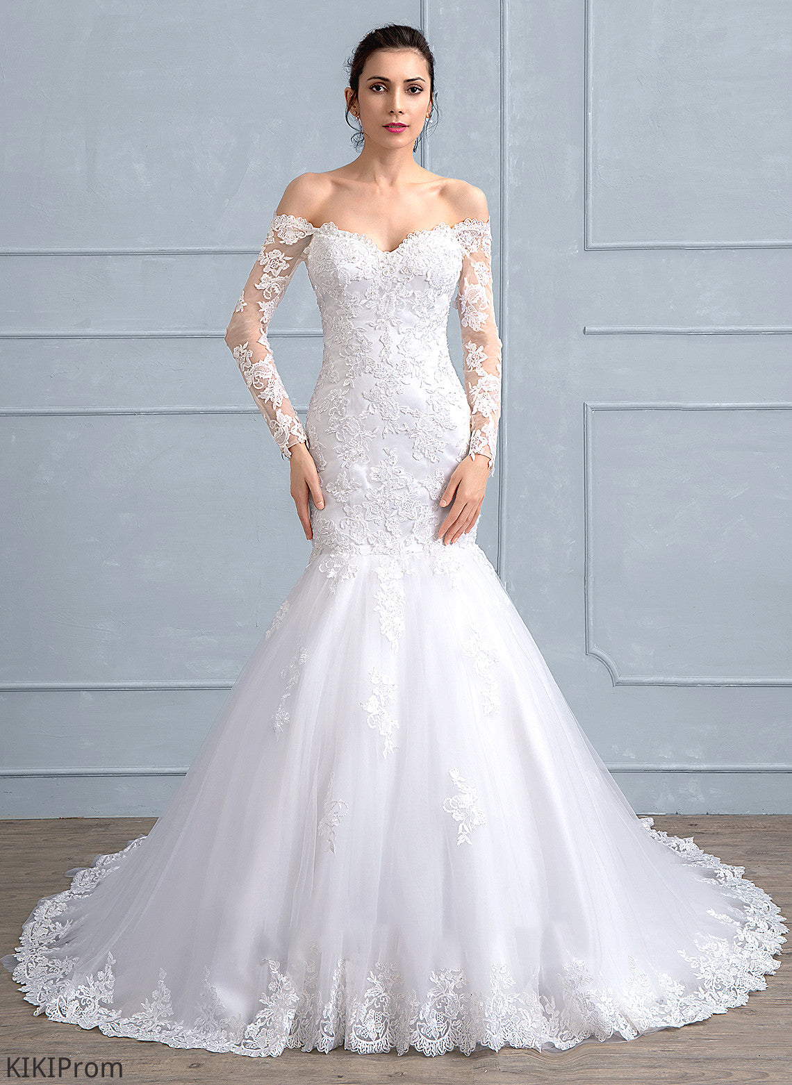 Trumpet/Mermaid Phyllis Train Dress Tulle Beading Wedding Wedding Dresses Sequins Lace With Chapel