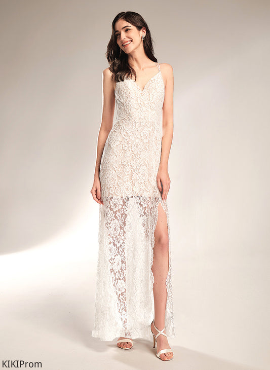 Wedding Dress Kassandra With Floor-Length Front Split V-neck Wedding Dresses Lace Sheath/Column