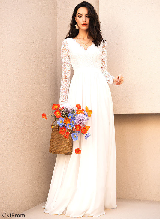 Jazmine Floor-Length With Wedding Dresses Lace V-neck A-Line Wedding Chiffon Dress
