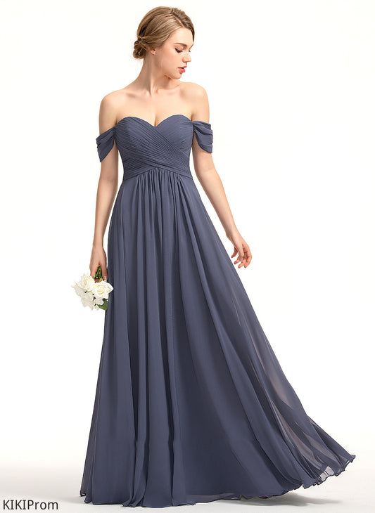 Neckline Off-the-Shoulder Fabric Embellishment A-Line Floor-Length Ruffle Silhouette Length Diamond Natural Waist A-Line/Princess Bridesmaid Dresses