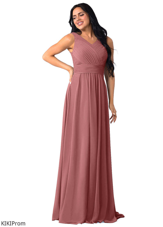 Bria Natural Waist Scoop Floor Length Sleeveless A-Line/Princess Bridesmaid Dresses