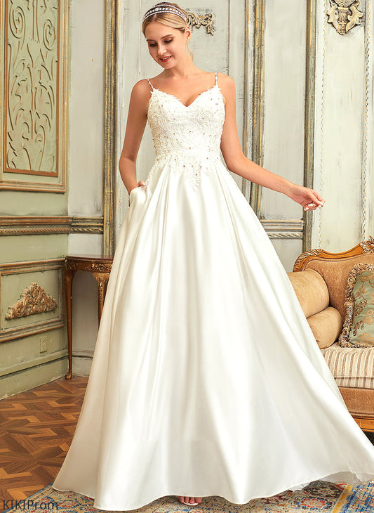 Sweep Pockets Beading Lace Ball-Gown/Princess Wedding Train With Satin Lace Sarahi V-neck Sequins Dress Wedding Dresses