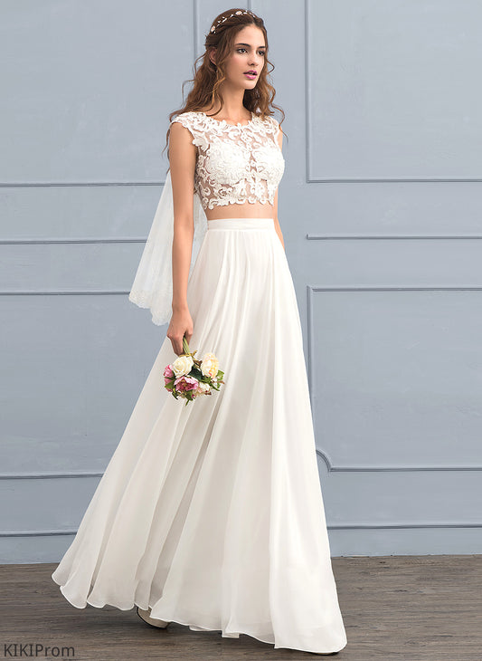 Floor-Length Wedding Dress A-Line With Sequins Beading Ciara Chiffon Neck Wedding Dresses Scoop