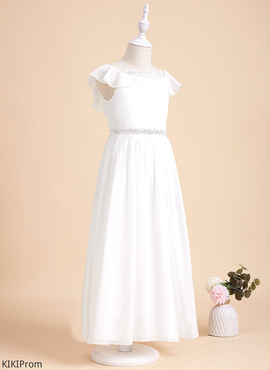 Dress Beading A-Line Girl Jaida Flower Chiffon/Lace Short Scoop Ankle-length Neck - Sleeves Flower Girl Dresses With