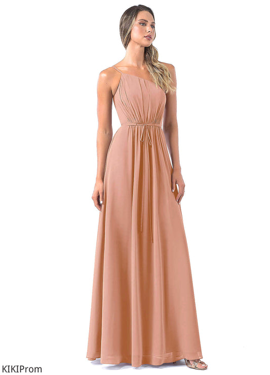 Violet A-Line/Princess Floor Length Spaghetti Staps Sleeveless Natural Waist Bridesmaid Dresses