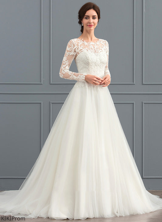 Scoop Train Wedding Dresses Tulle Ball-Gown/Princess Sweep Wedding Neck Sophie Dress
