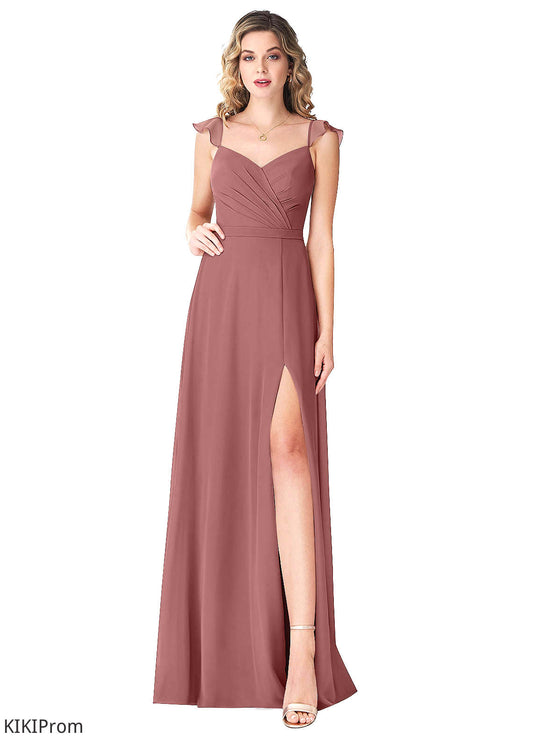 Bethany Sleeveless A-Line/Princess Natural Waist Spaghetti Staps Floor Length Bridesmaid Dresses