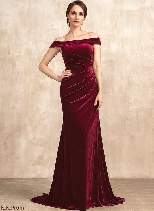 Bride Shania of the Dress With Off-the-Shoulder Trumpet/Mermaid Velvet Mother of the Bride Dresses Train Mother Sweep Ruffle