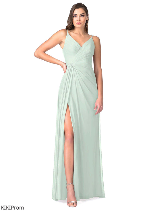 Sabrina A-Line/Princess Spaghetti Staps Natural Waist Floor Length Sleeveless Bridesmaid Dresses