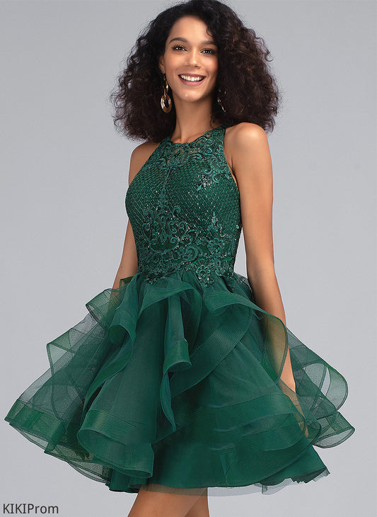 Homecoming Dresses Scoop Tulle Lucile Homecoming Neck Ball-Gown/Princess Dress Sequins With Lace Short/Mini