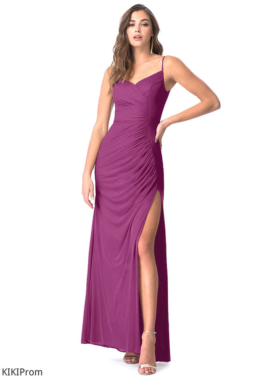 Cristal A-Line/Princess Natural Waist Floor Length Sleeveless Spaghetti Staps Bridesmaid Dresses