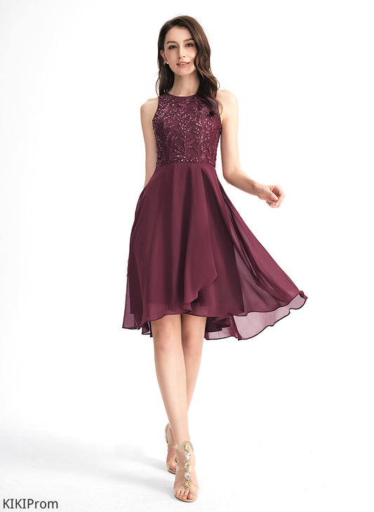 Neck A-Line Valerie With Scoop Asymmetrical Sequins Dress Homecoming Dresses Chiffon Homecoming Lace