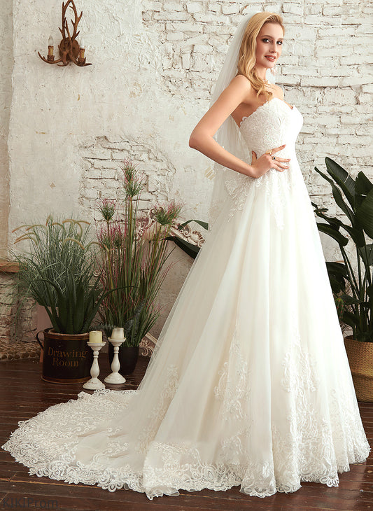 With Dress Charity Court A-Line Wedding Dresses Wedding Train Lace Sweetheart