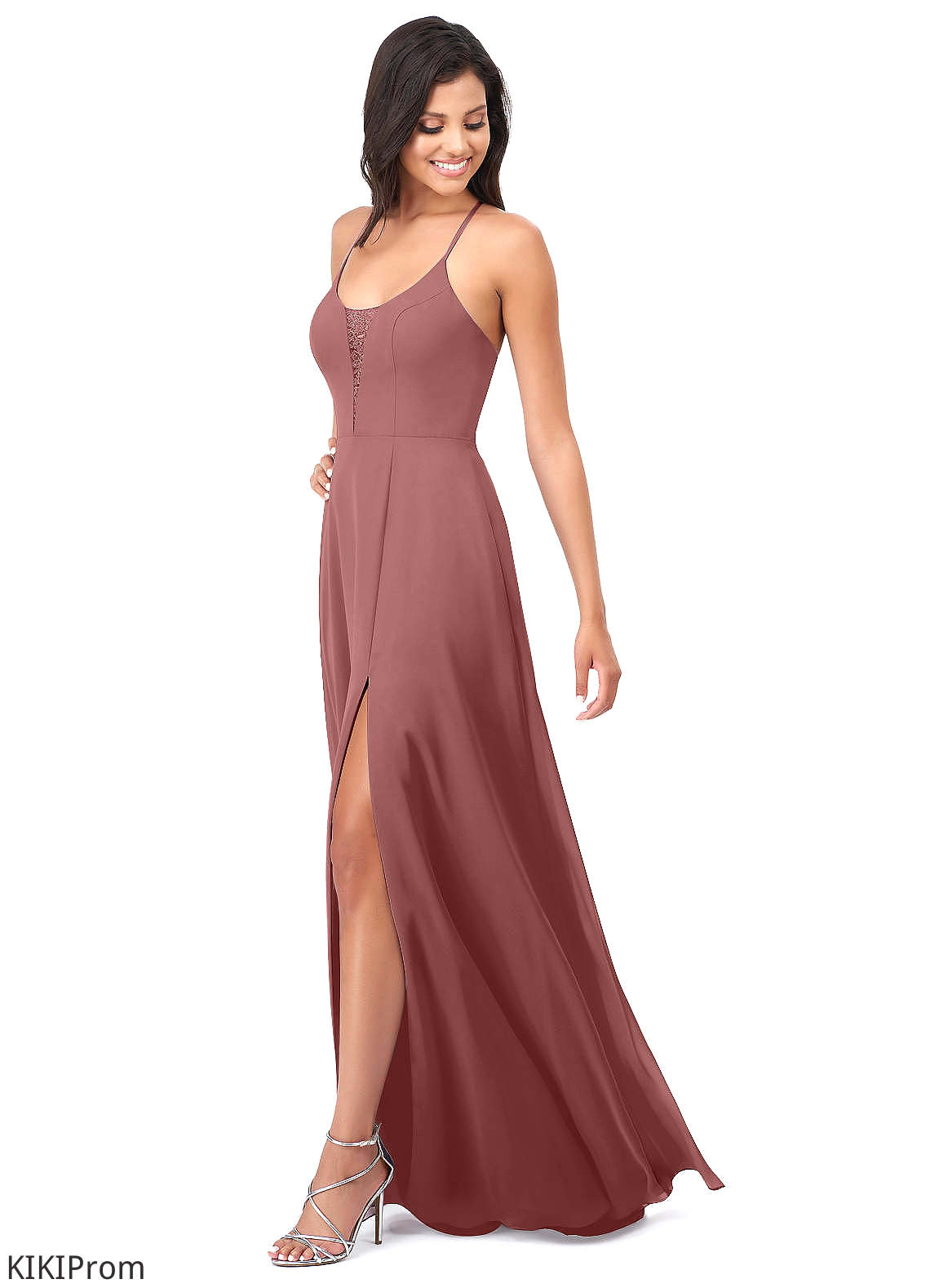 Savanah A-Line/Princess Floor Length V-Neck Natural Waist Short Sleeves Bridesmaid Dresses