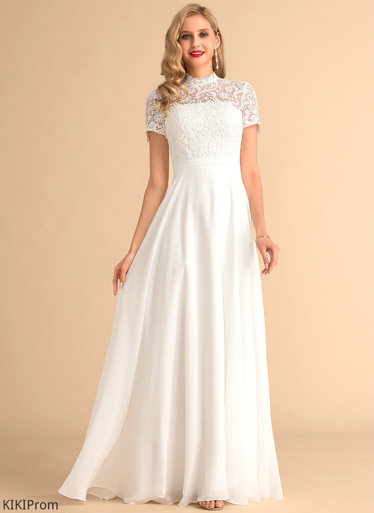 Chiffon Neck Wedding Dresses Wedding A-Line Dress Floor-Length High Lace Martha