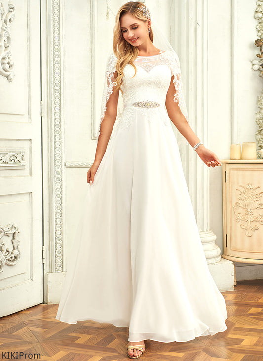 Dress Sequins Chiffon Floor-Length Scoop With Lace Wedding Sanai Wedding Dresses