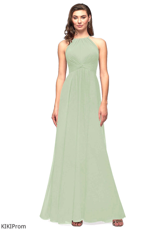 Jordan Natural Waist Sleeveless Floor Length V-Neck A-Line/Princess Bridesmaid Dresses