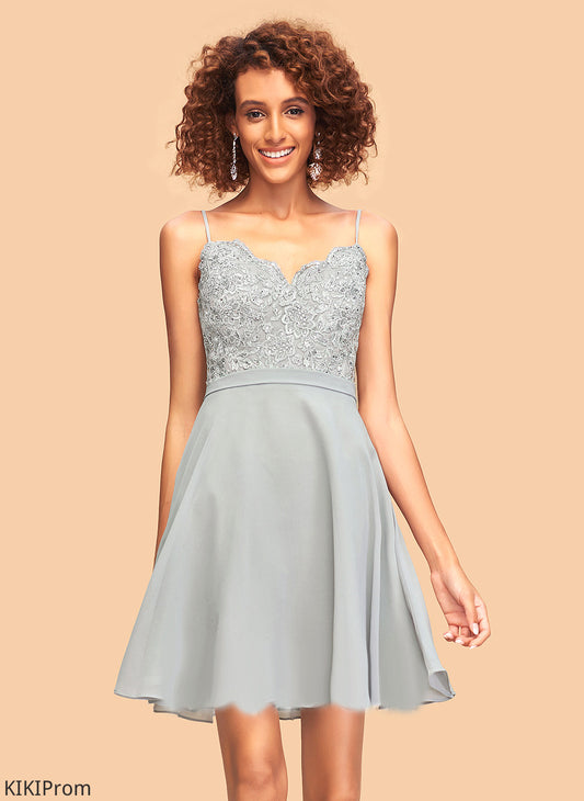 Beading Lace Blanche Homecoming With Short/Mini Dress Homecoming Dresses V-neck A-Line Chiffon
