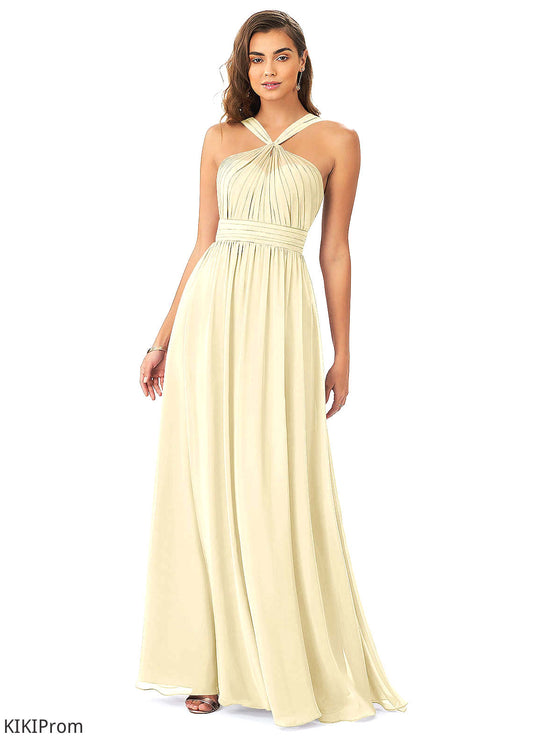 Lydia A-Line/Princess Natural Waist Floor Length Sleeveless V-Neck Bridesmaid Dresses