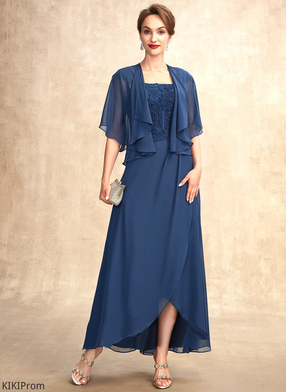 A-Line Lace of Mother of the Bride Dresses Mother Kara the Square Dress Chiffon Bride Asymmetrical Neckline