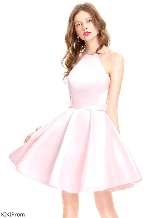 Dress Satin Short/Mini A-Line Scoop Homecoming Neck Homecoming Dresses Isabelle