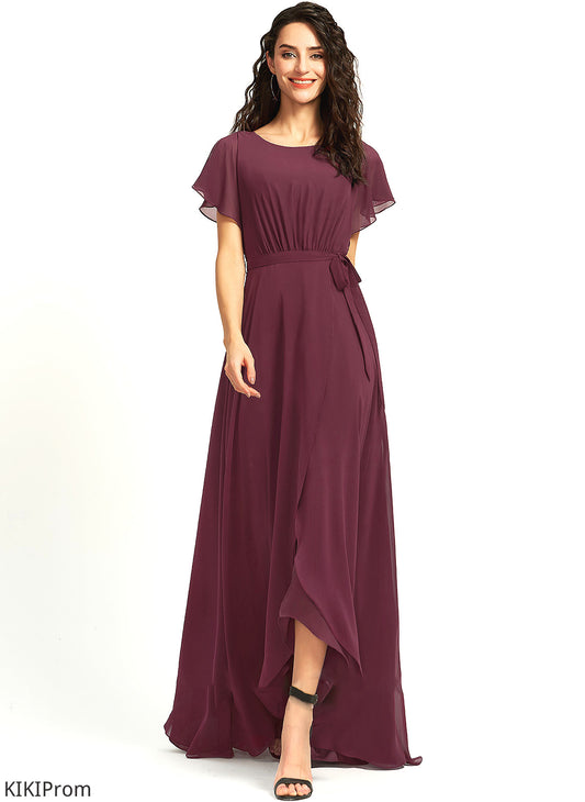 Ruffle Embellishment Neckline Asymmetrical Fabric A-Line ScoopNeck Silhouette Length Izabella Bridesmaid Dresses